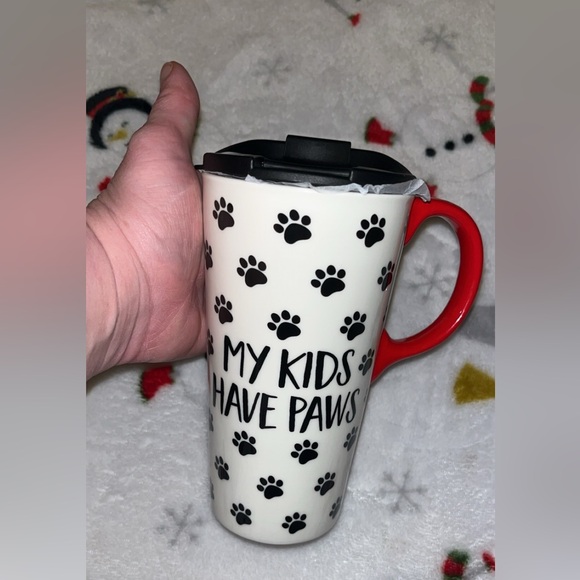 ❤️NWT EVERGREEN 17 OZ CERAMIC MY KIDS HAVE PAWS MUG W LID❤️ - Picture 3 of 7